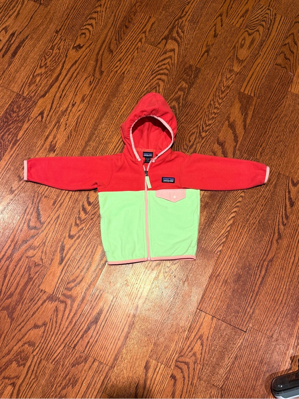 Patagonia microsnap Colorblocked Hooded Fleece Jacket 6-12 months